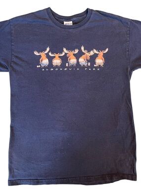 Algonquin Park Moose Graphic T-Shirt Size M Navy Canada Nature Tee